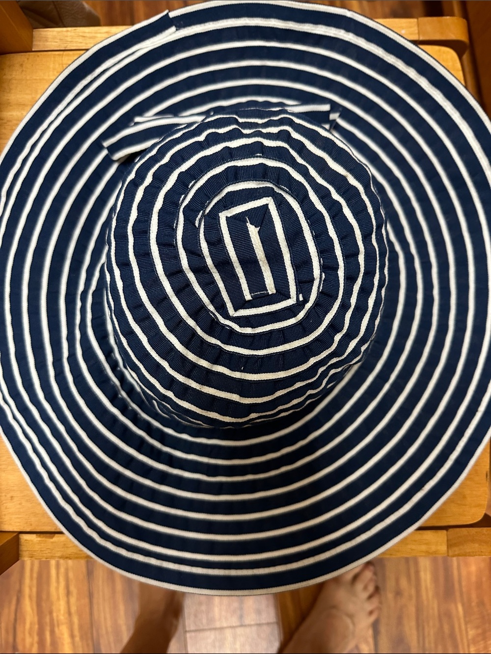 San Diego Hat co SDHC Navy and White Striped Wide Brim Sun Hat